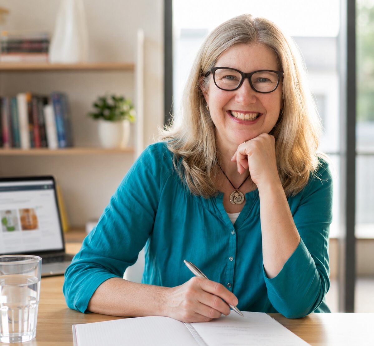 Bettina Betz, Gymnasiallehrerin und Lerncoach, am Schreibtisch